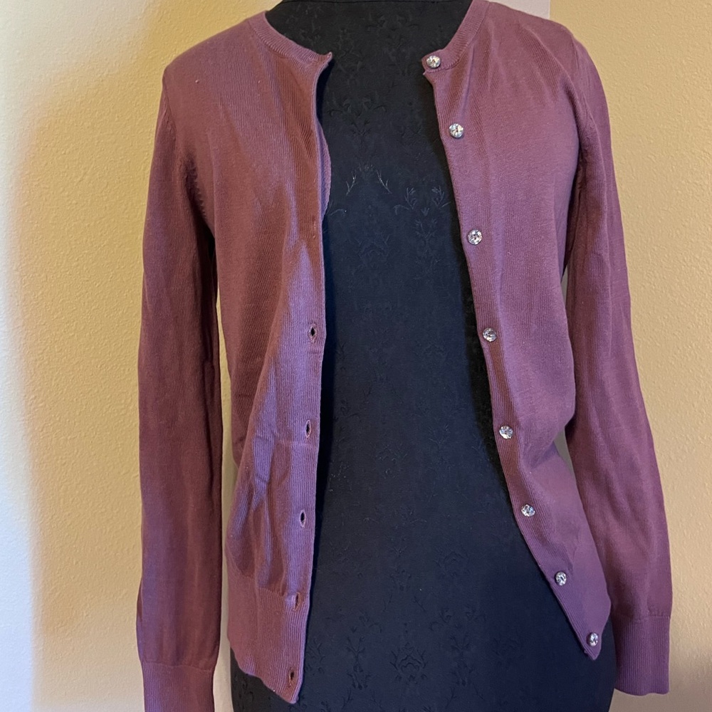 ❤️ LOFT Purple Cardigan with Gem Buttons